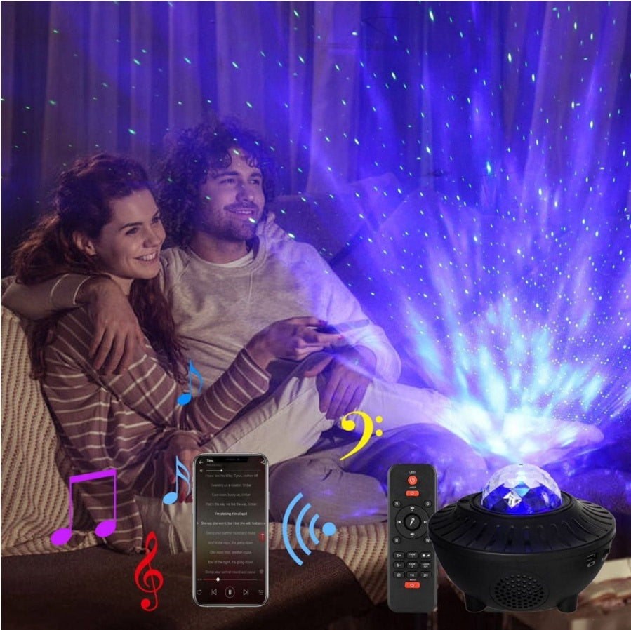 Stjernehimmel Galaxy LED Projektor m/Bluetooth Højttaler inkl. Fjernbetjening