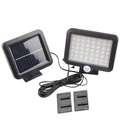 LED Lampe sort (firkantet) m/bevægelsessensor - Solcelle/Solar