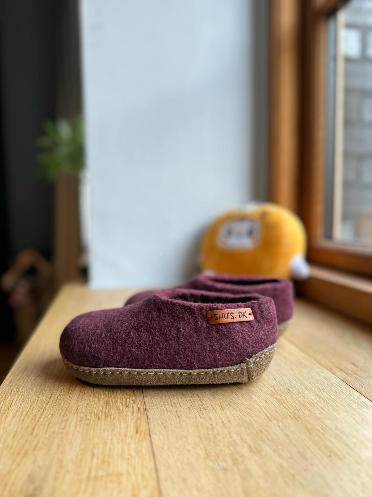 Hjemmesko til Børn (100% ren uld) - Model Lilla  m/sål i skind