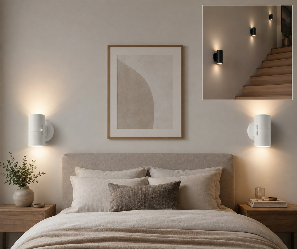 LED natlampe hvid eller sort - med sensor og justerbar lysstyrke