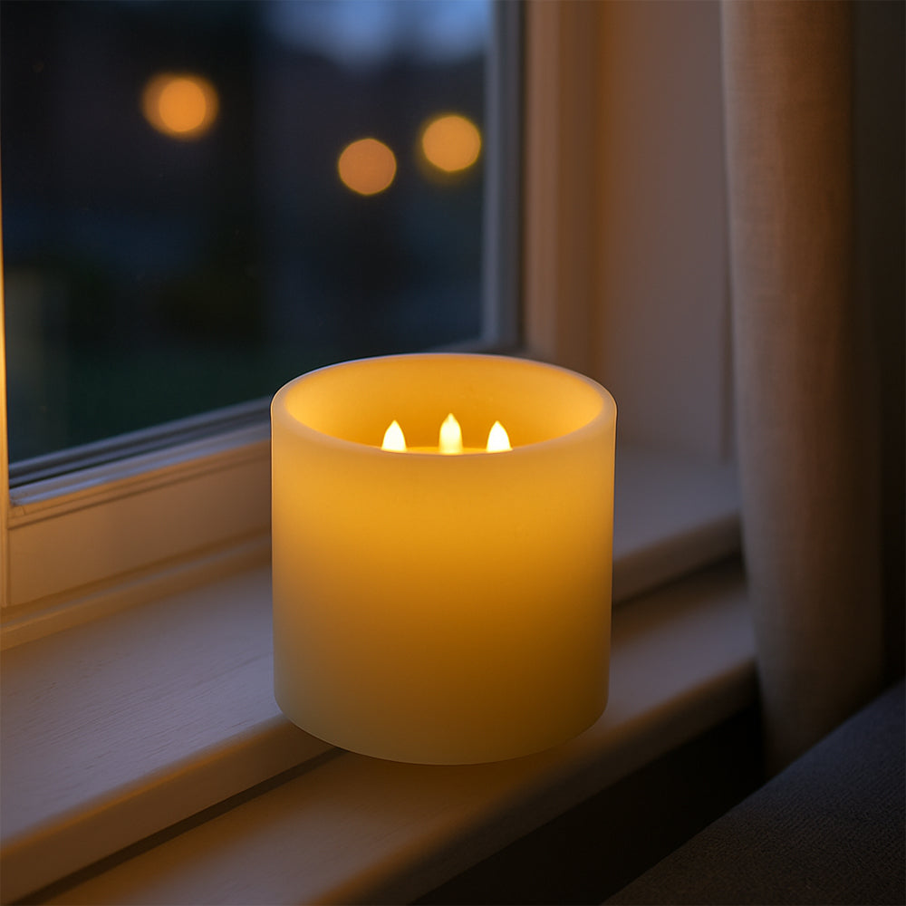 LED bloklys med 3D-flammer - Ø15 cm