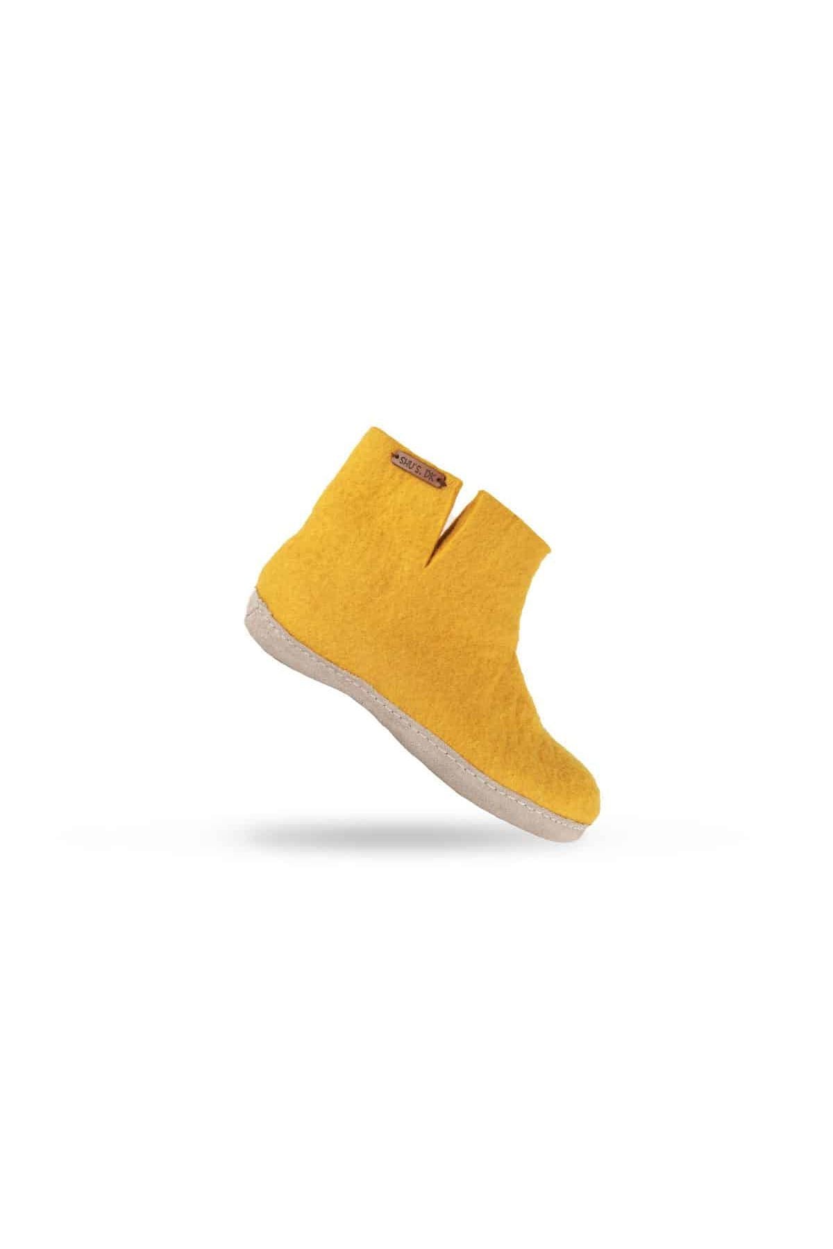 Uldstøvle (100% ren uld) - Model Karry gul m/sål i skind - Dansk Design fra SHUS