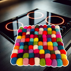 Firkantet Bordskåner i 100% Uld – Multifarvet