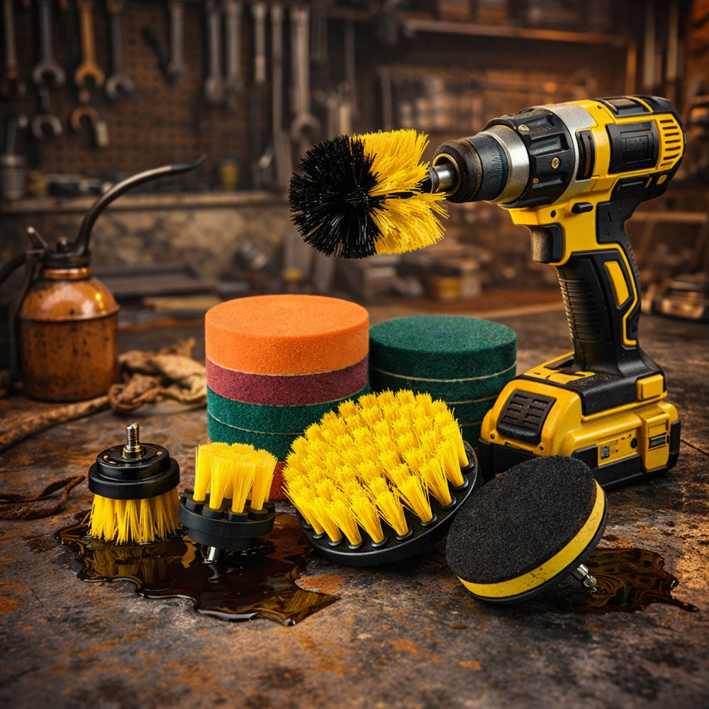 12-i-1 Rengørings Børstesæt til bore- skrue maskine