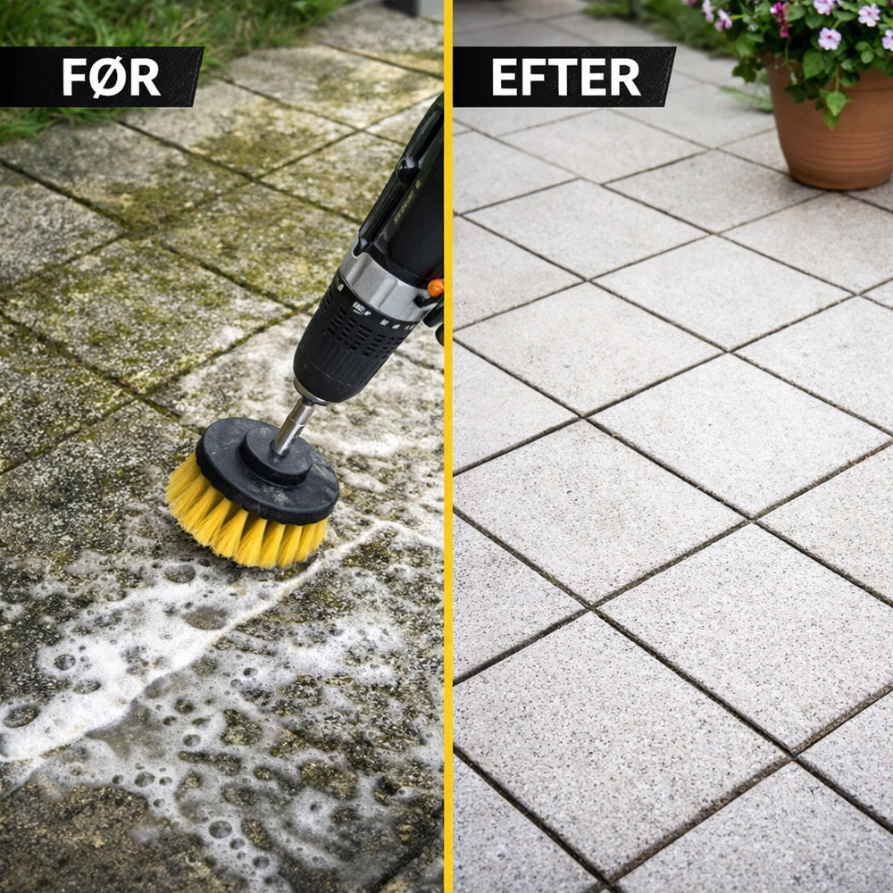 4-i-1 børstesæt til boremaskine – effektiv rengøring uden knofedt