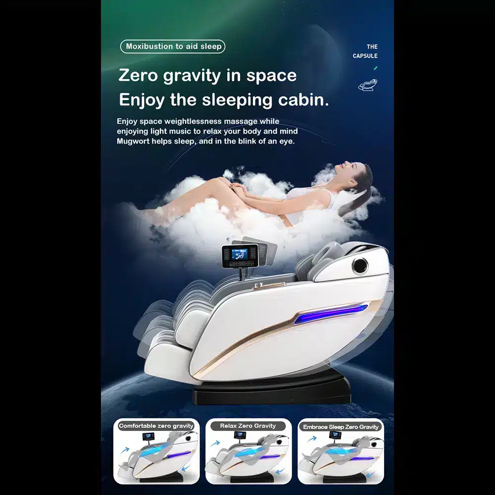 Massagestol 4D Pro+ Hvid med Varmeterapi og Stemmekontrol