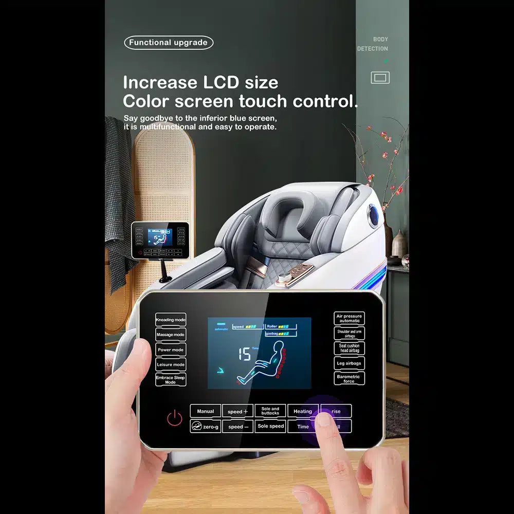 Massagestol 4D Pro+ Hvid med Varmeterapi og Stemmekontrol