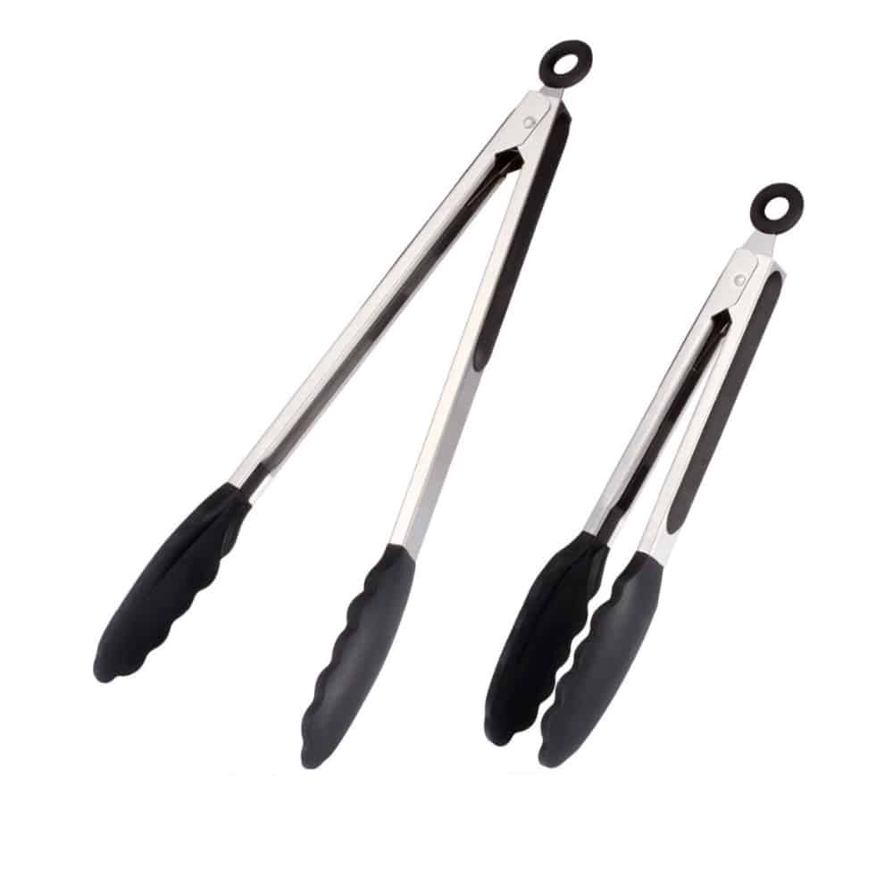 Grilltang i silikone og rustfrit stål - 23 / 30 cm - hvid eller sort -