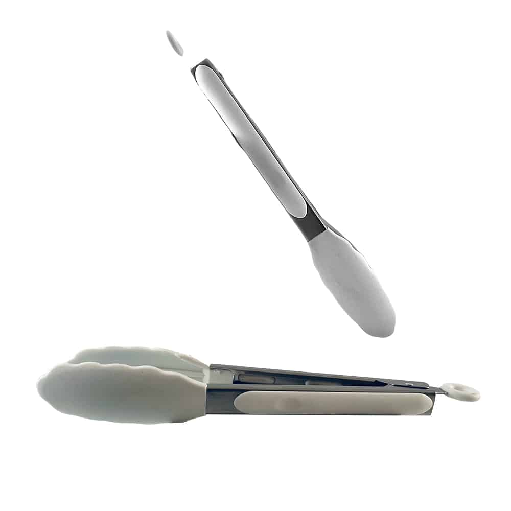 Grilltang i silikone og rustfrit stål - 23 / 30 cm - hvid eller sort -