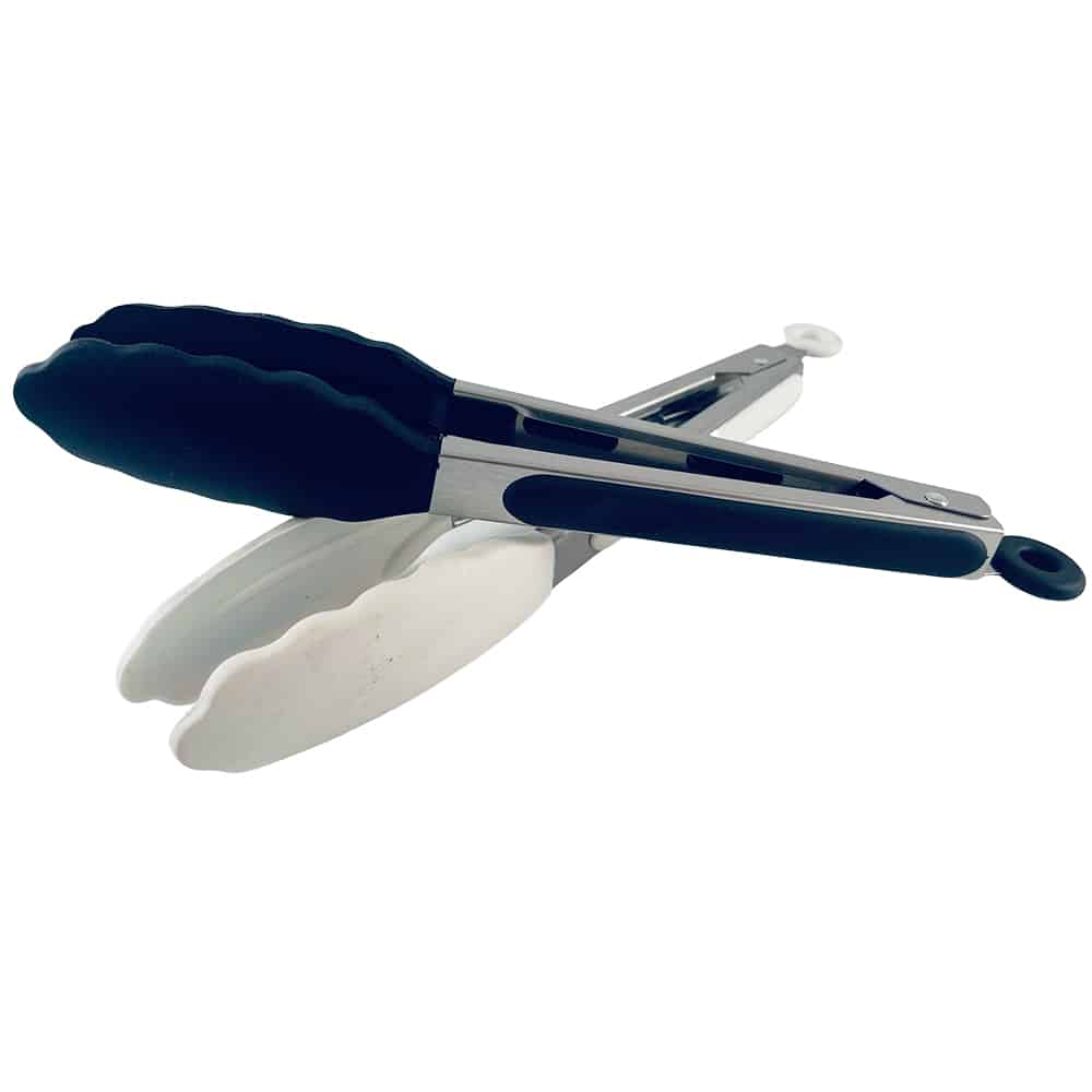 Grilltang i silikone og rustfrit stål - 23 / 30 cm - hvid eller sort -