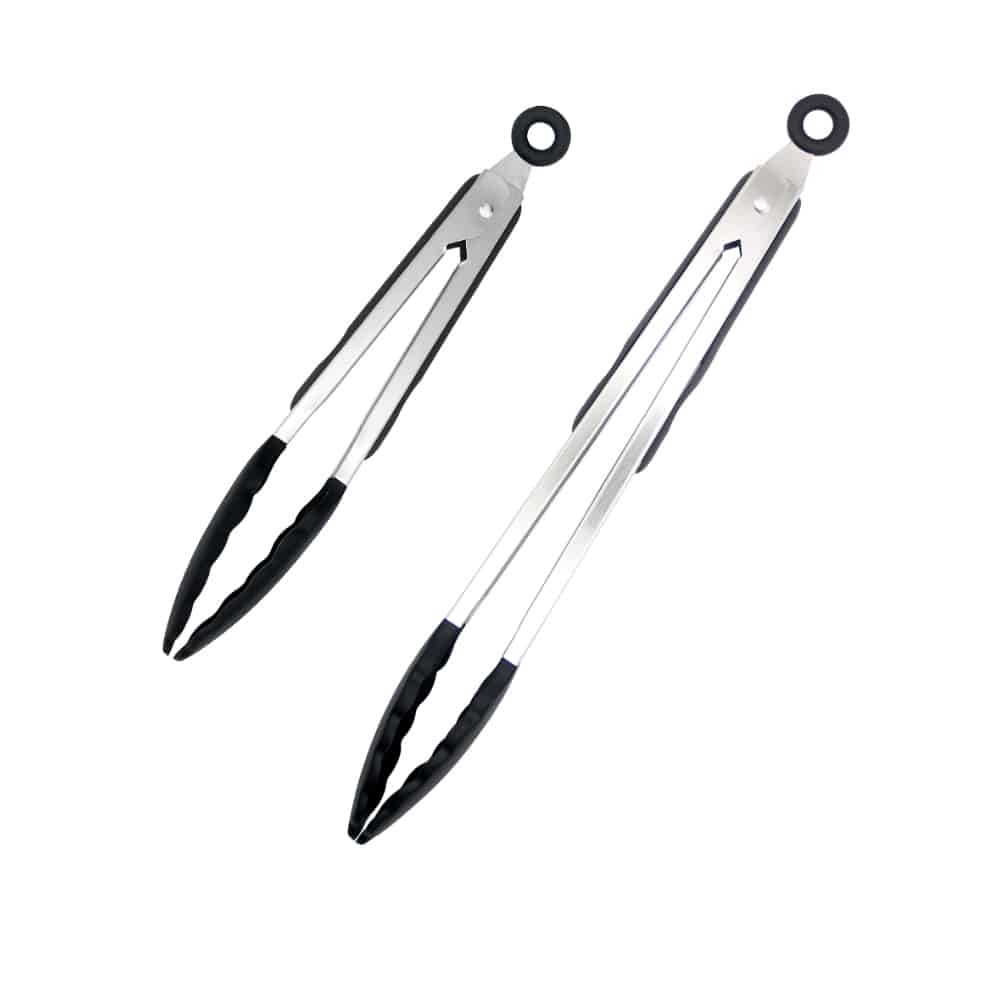 Grilltang i silikone og rustfrit stål - 23 / 30 cm - hvid eller sort -
