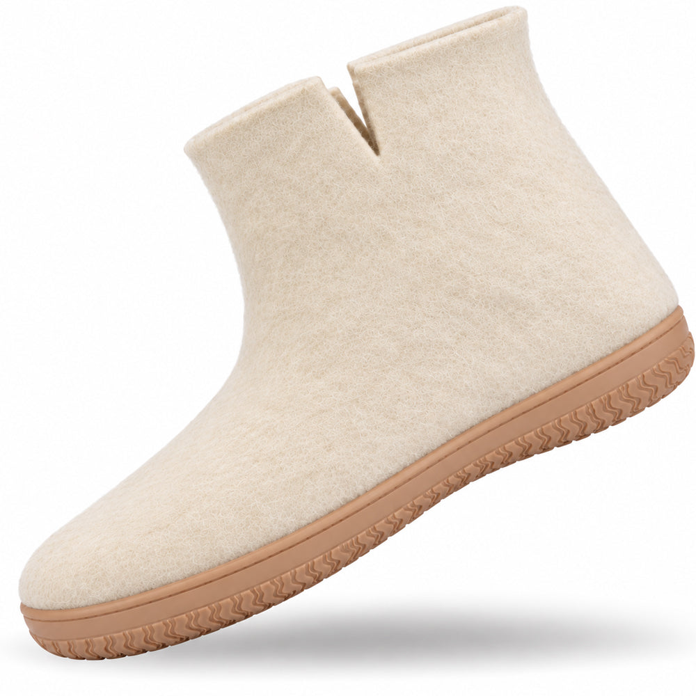 Uldstøvle (100% ren uld) - Model Beige m/Gummisål