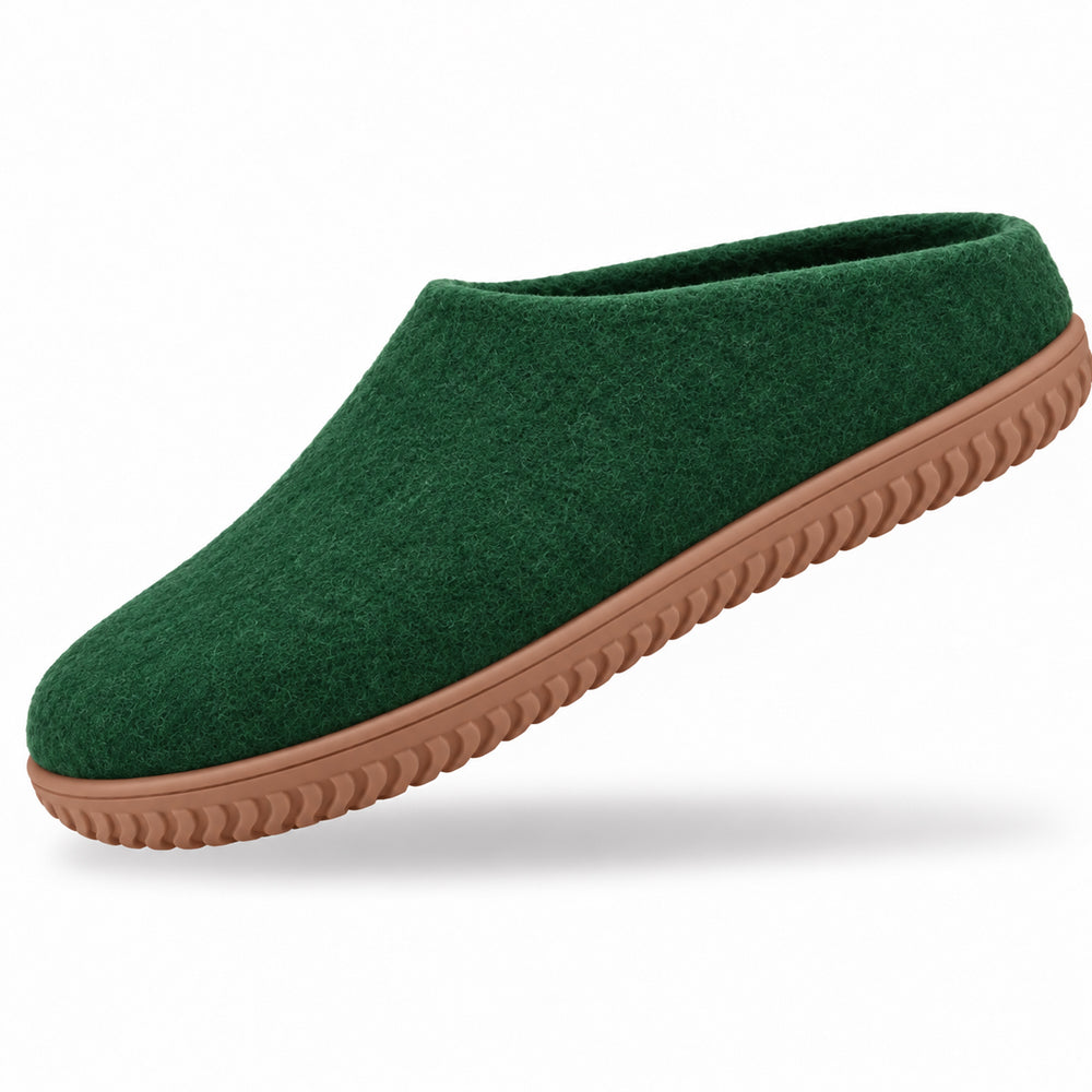 Uldtøffel (100% ren uld) - Model lysgrøn m/Gummisål