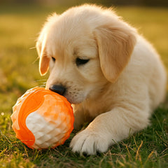 Elastisk Hundebold, orange eller blå – Sjov og tyggevenlig bold til aktive hunde