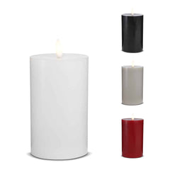 LED Stearinlys - 1 stk. - ø7,5 x 15 cm - m/3D flamme - (flere farver)