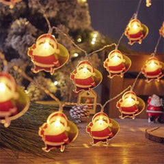 Lyskæde 2 Meter med 10 Tykke Julemænd - Batteridrevet -