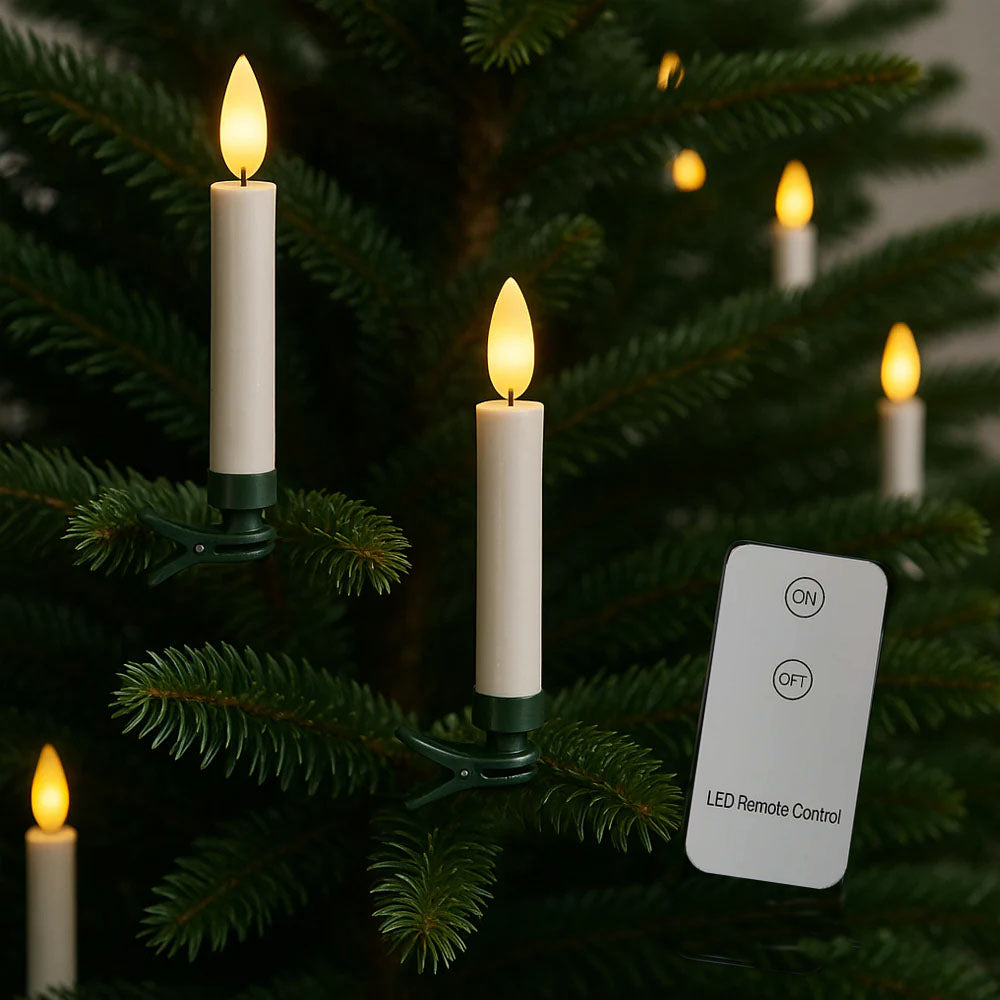 Trådløse LED Juletræslys med Fjernbetjening – 10, 20 eller 30 stk.