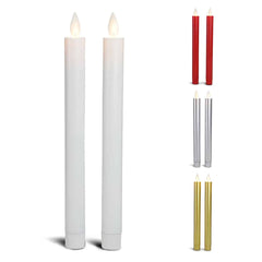 LED kronelys plastik - 2 stk. - 22,2 cm - m/3D flamme - (flere farver)