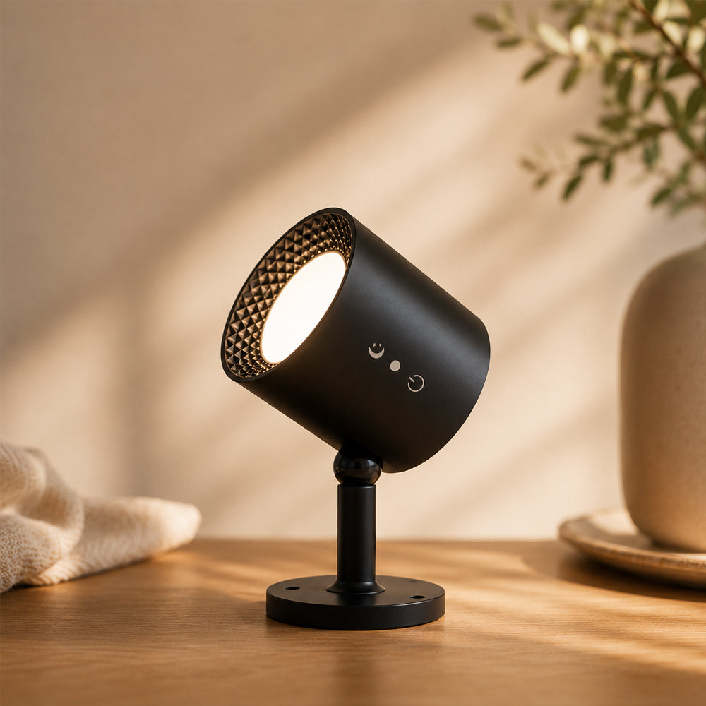 LED natlampe 360° roterbar, magnetisk, 3 farvetemperaturer - hvid eller sort