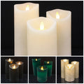 LED blok stearinlys - RUSTIK - 3 stk. - 10/12,5/15 cm - m/3D flamme - (flere farver)
