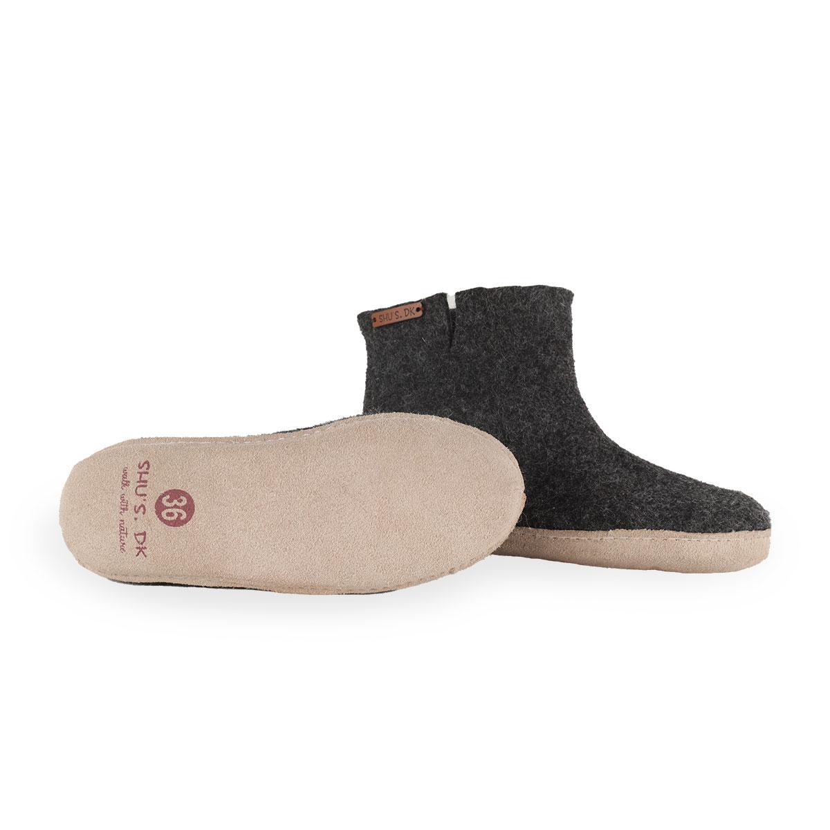 Uldstøvle (100% ren uld) - Model Koks m/sål i skind - Dansk Design fra SHUS
