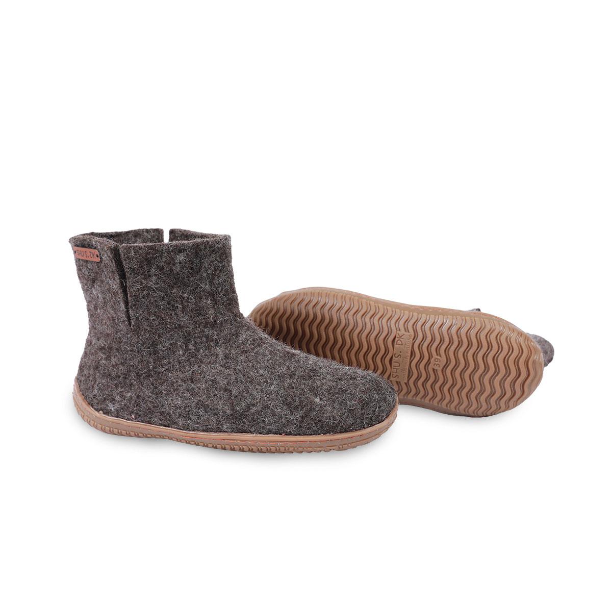 Uldstøvle (100% ren uld) - Model Brun m/Gummisål - Dansk Design fra SHUS