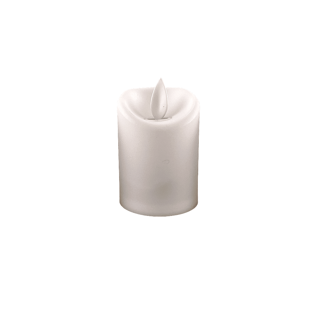 LED lys i plastik - 3 stk. - 7 cm - m/3D flamme og fjernbetjening - hvid
