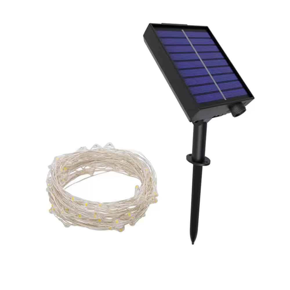 LED-lyskæde solcelle drevet m/200 LED Varm Hvid - 8 lysindstillinger - 20 meter -