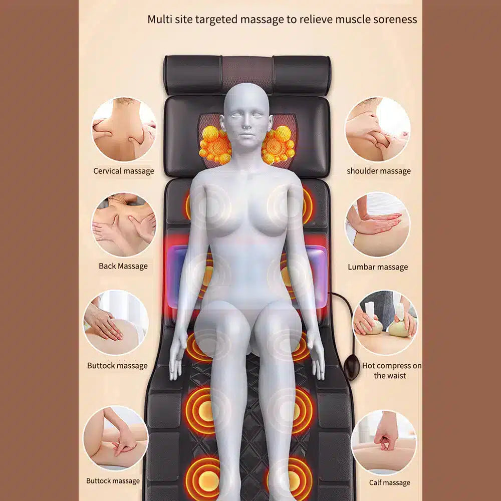 Elektrisk Massagemåtte (sort) m/10 Zoner - Total afslapning fra nakke til fødder