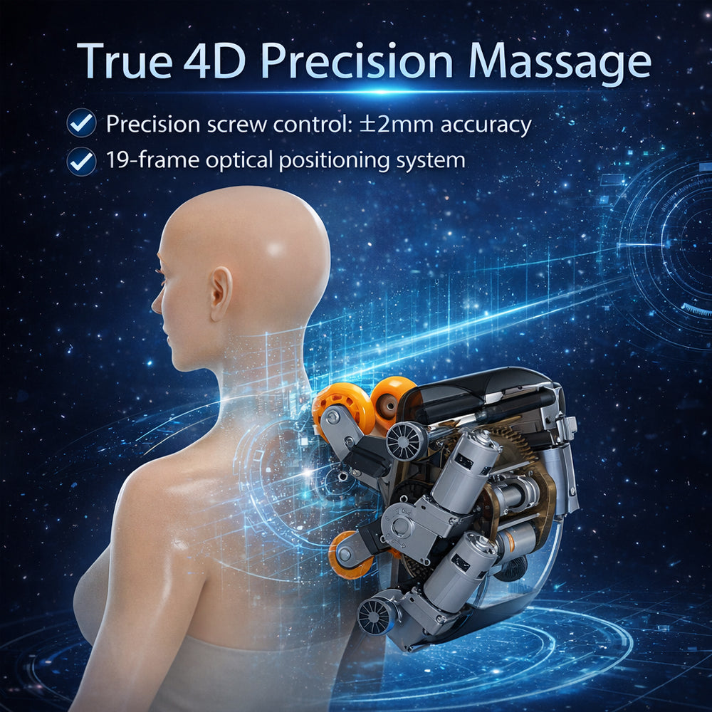 Massagestol 4D kropsscanning, Dual Zone Stretching, 32 airbags, varme i ben/læn & Zero Gravity