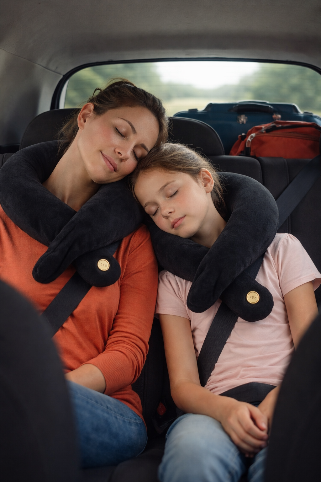 Nakkepude m/indbygget massage - perfekt til biltur, flyvetur m.m.