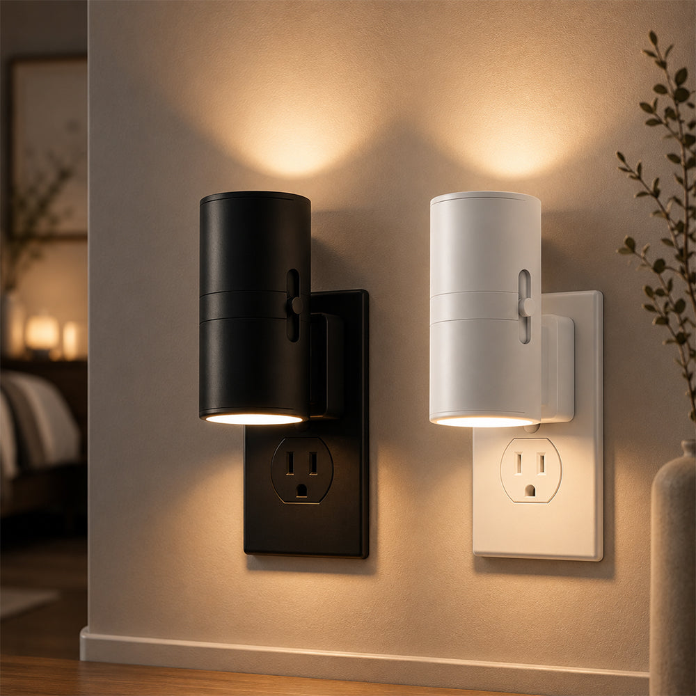 LED natlampe hvid eller sort - med sensor og justerbar lysstyrke