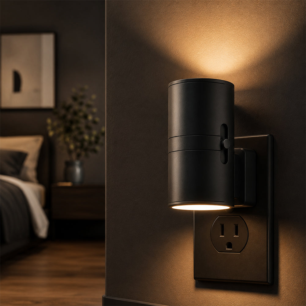 LED natlampe hvid eller sort - med sensor og justerbar lysstyrke