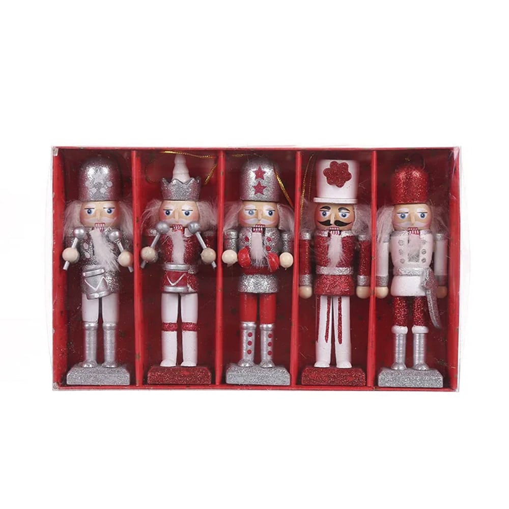 Nøddeknækker figurer i Træ  - 12,5 cm, sæt med 5 figurer -