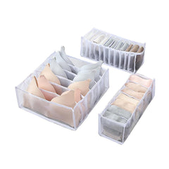 Opbevaringsboks/undertøjsskuffe arrangør - sæt med 3 stk. - foldbar -