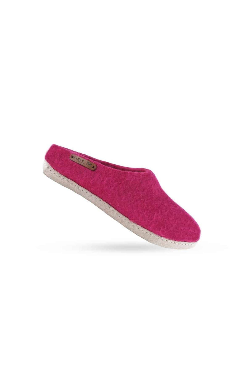 Uldtøffel og Hjemmesko (100% ren uld) - Model Pink m/sål i skind