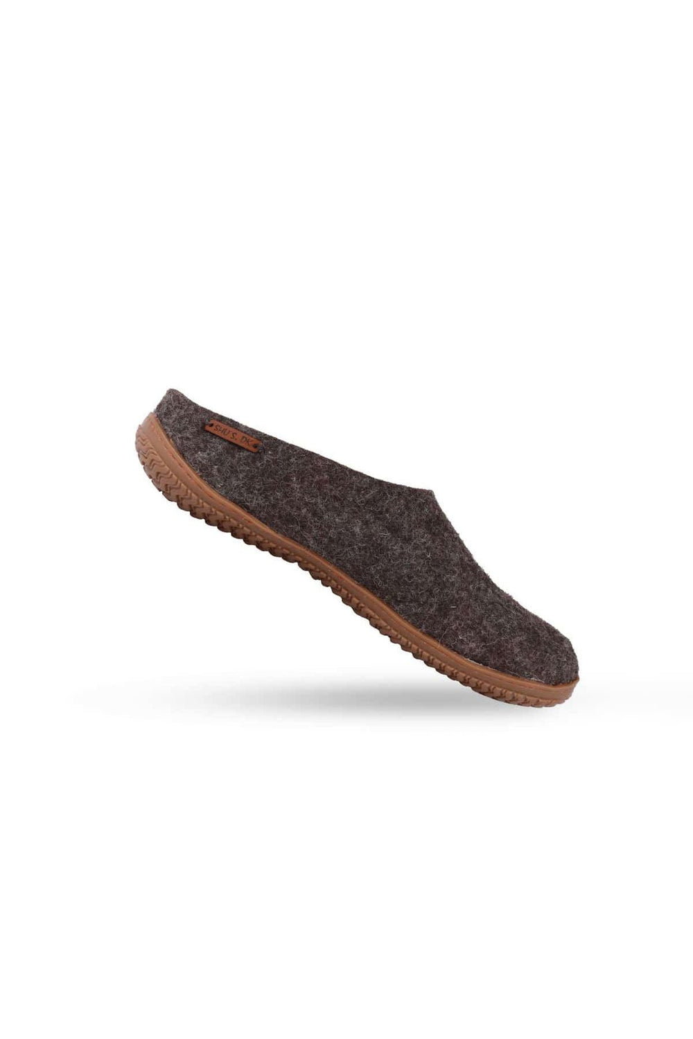 Uldtøffel (100% ren uld) - Model Brun m/Gummisål
