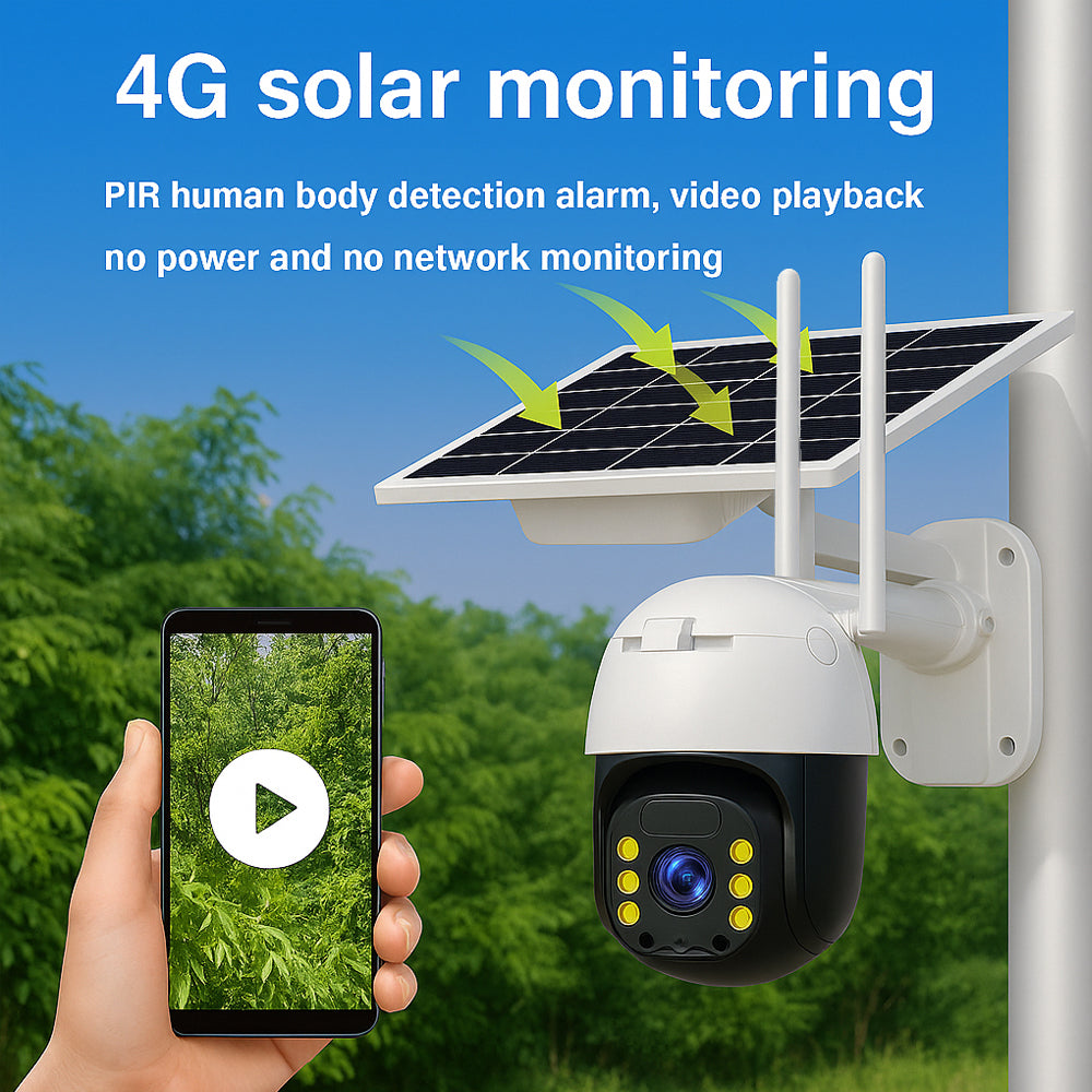 Trådløst Overvågningskamera - solcelledrevet - 2K full HD