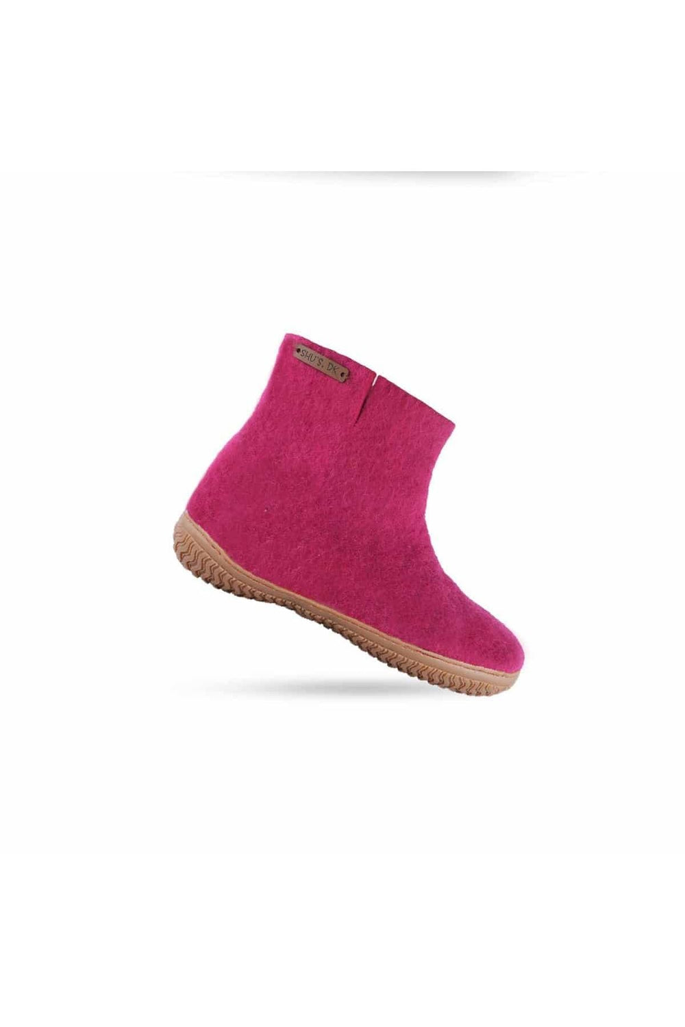 Filthjemmesko med høj skaft af 100% ren uld - Model Pink m/gummisål