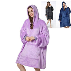 Hyggeplaid med ærmer, hætte & lomme - 200 x 150 cm