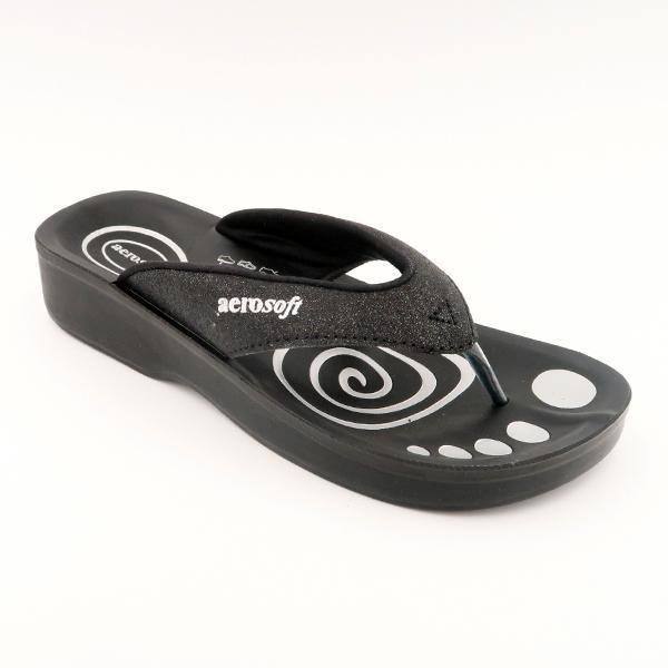 sorte sandaler fra Aerosoft m. glimmer