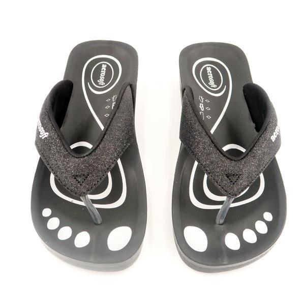 Sandaler Aerosoft i sort med glimmer.
