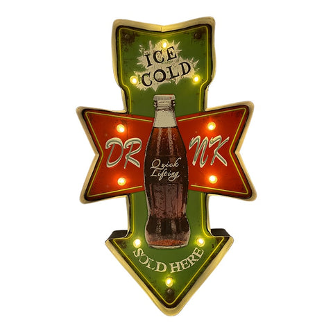 Retro Skilt COLA ICE COLD med lys