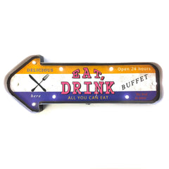 Retro Skilt EAT DRINK med lys
