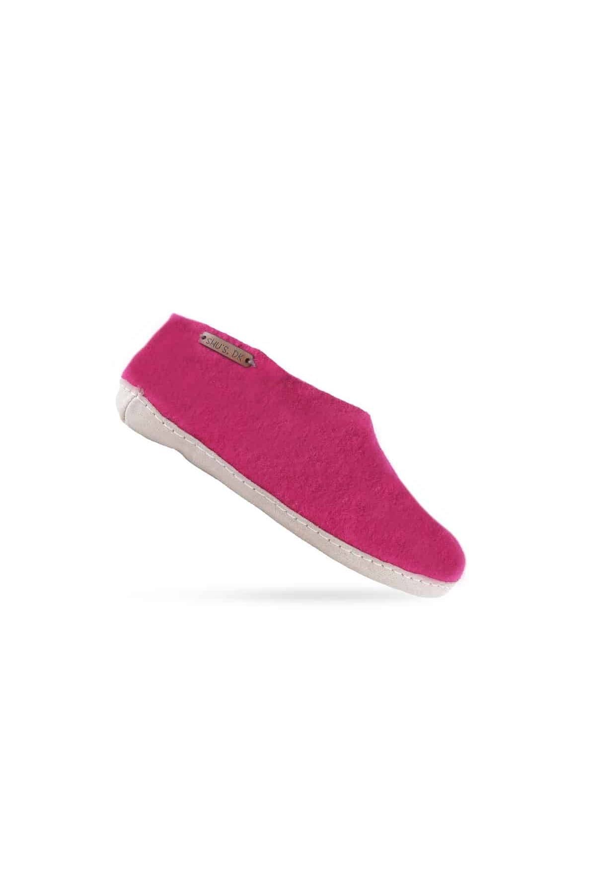 Uldhjemmesko (100% ren uld) - Model Pink m/sål i skind - Dansk Design fra SHUS