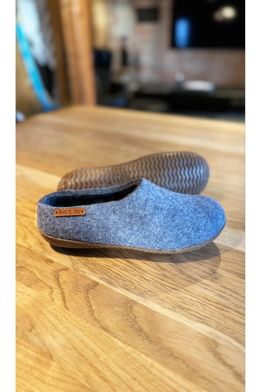 Uldhjemmesko (100% ren uld) - Model Denim m/Gummisål