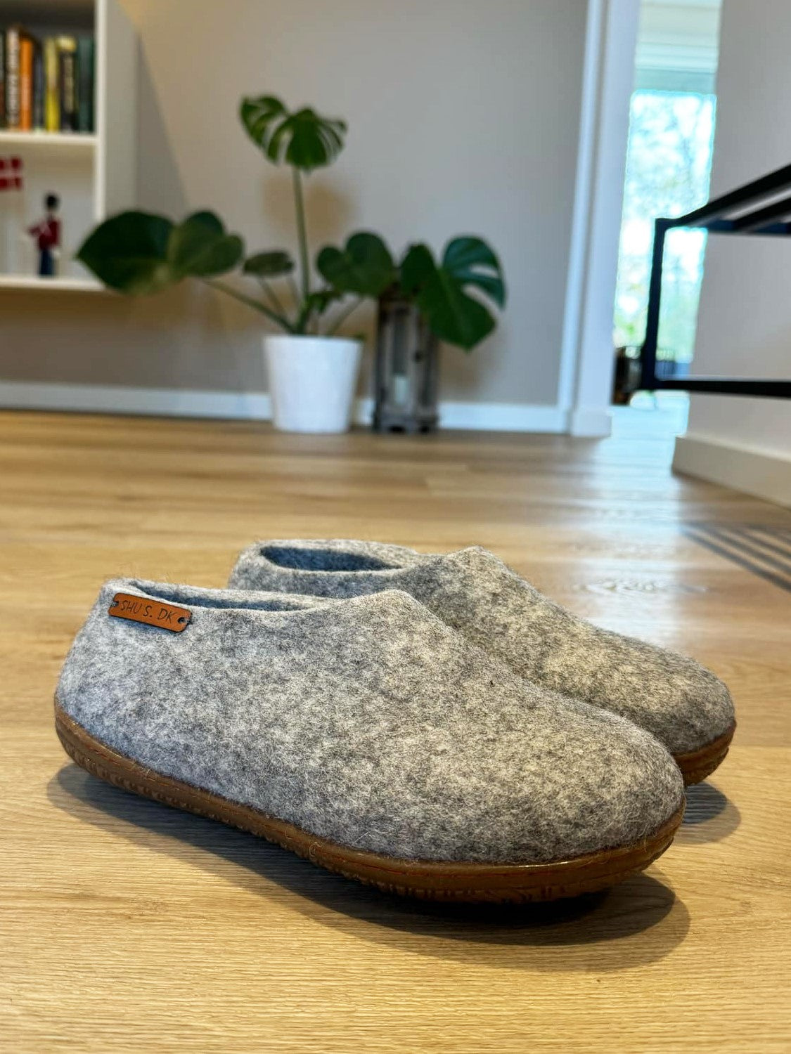 Uldhjemmesko (100% ren uld) - Model Grå m/Gummisål