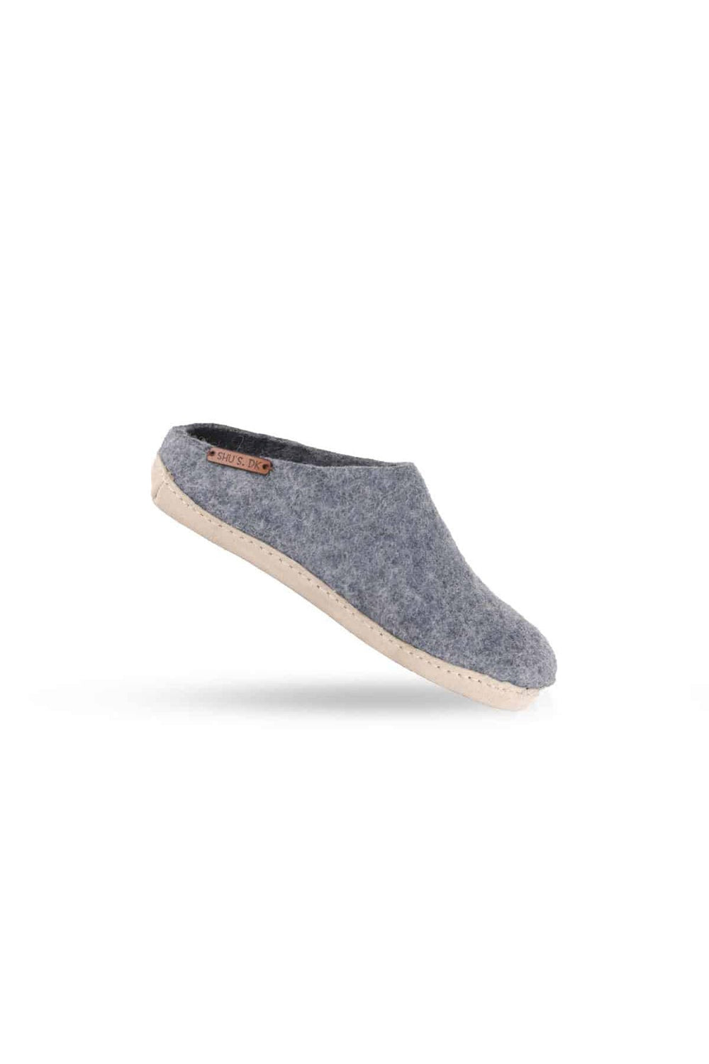 Uldtøffel (100% ren uld) - Model Denim m/sål i skind