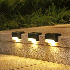 LED solcelle trin lys udendørs til trappe, hegn - sorte 4 stk.