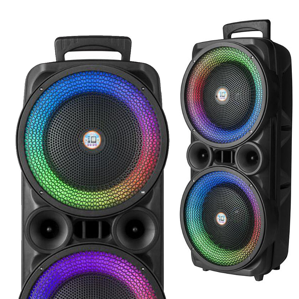 Soundbox 2 x 8" - LED-lys, Mikrofon og Fjernbetjening